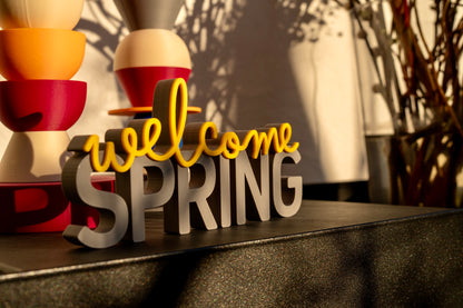 Deko Schriftzug "welcome Spring"