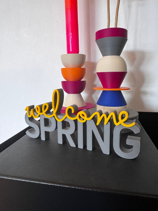 Deko Schriftzug "welcome Spring"