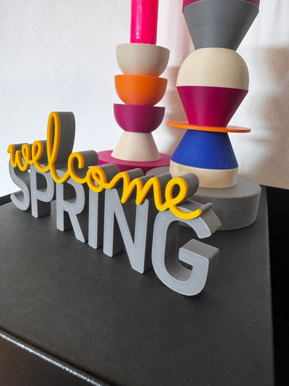 Deko Schriftzug "welcome Spring"