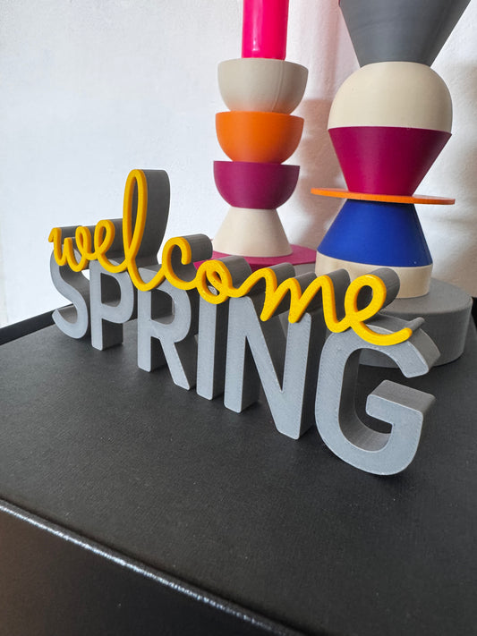 Deko Schriftzug "welcome Spring"